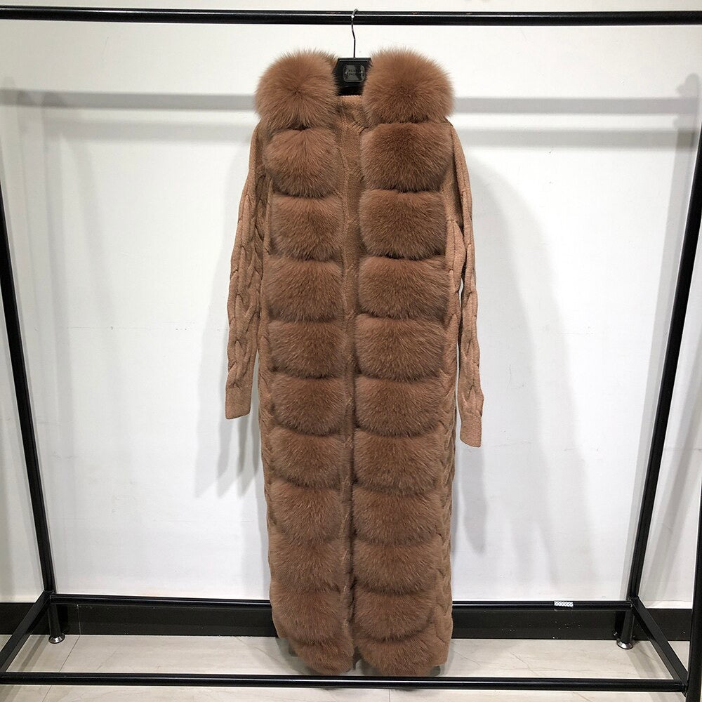 Fox Fur Cashmere/Knit Cardigan in brown
