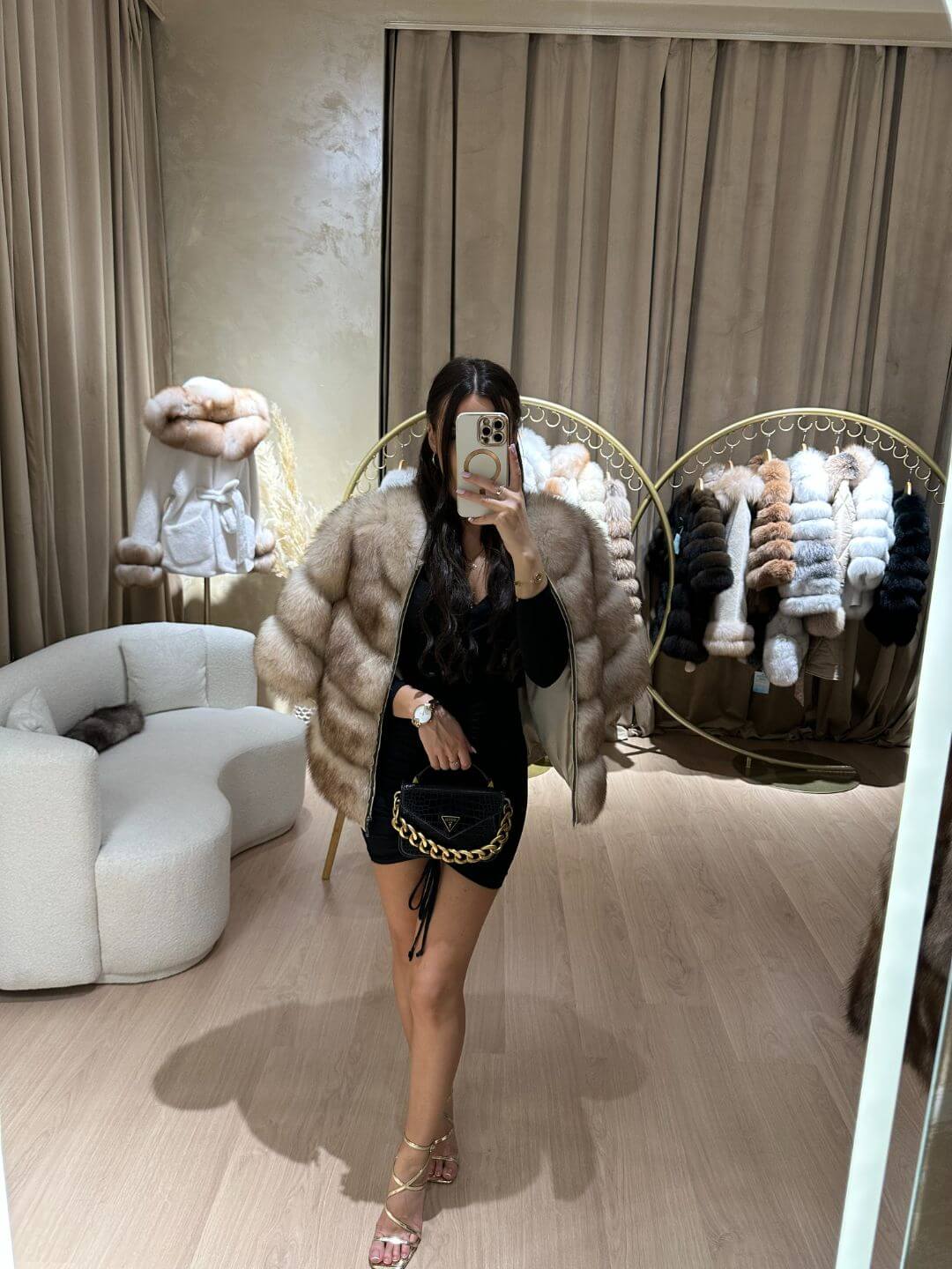 CHAQUETA DE PIEL GENUINA DE PIEL DE ZORRO LUXY