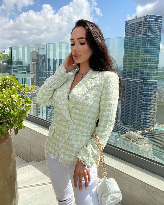 BLAZER IN TWEED VERDE/BIANCO 
