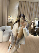 CAPPOTTO IN ALKANTARA VANIGLIA E PELLICCIA DI VOLPE