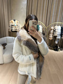 CAPPOTTO IN ALKANTARA VANIGLIA E PELLICCIA DI VOLPE