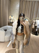 CAPPOTTO IN ALKANTARA VANIGLIA E PELLICCIA DI VOLPE