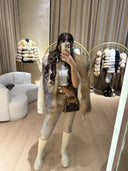 CAPPOTTO IN ALKANTARA VANIGLIA E PELLICCIA DI VOLPE