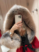 Berry Alpaca Fox Fur Coat