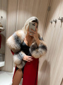 Berry Alpaca Fox Fur Coat