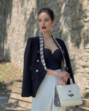 Double Breasted Blazer in Black with Rhinestones