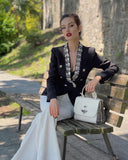 BLAZER DOPPIOPETTO IN NERO CON STRASS 