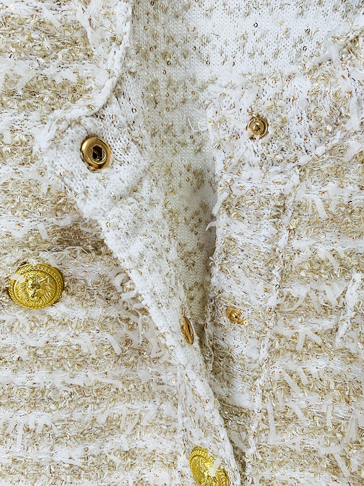 BLAZER CRUZADO DE TWEED DORADO 