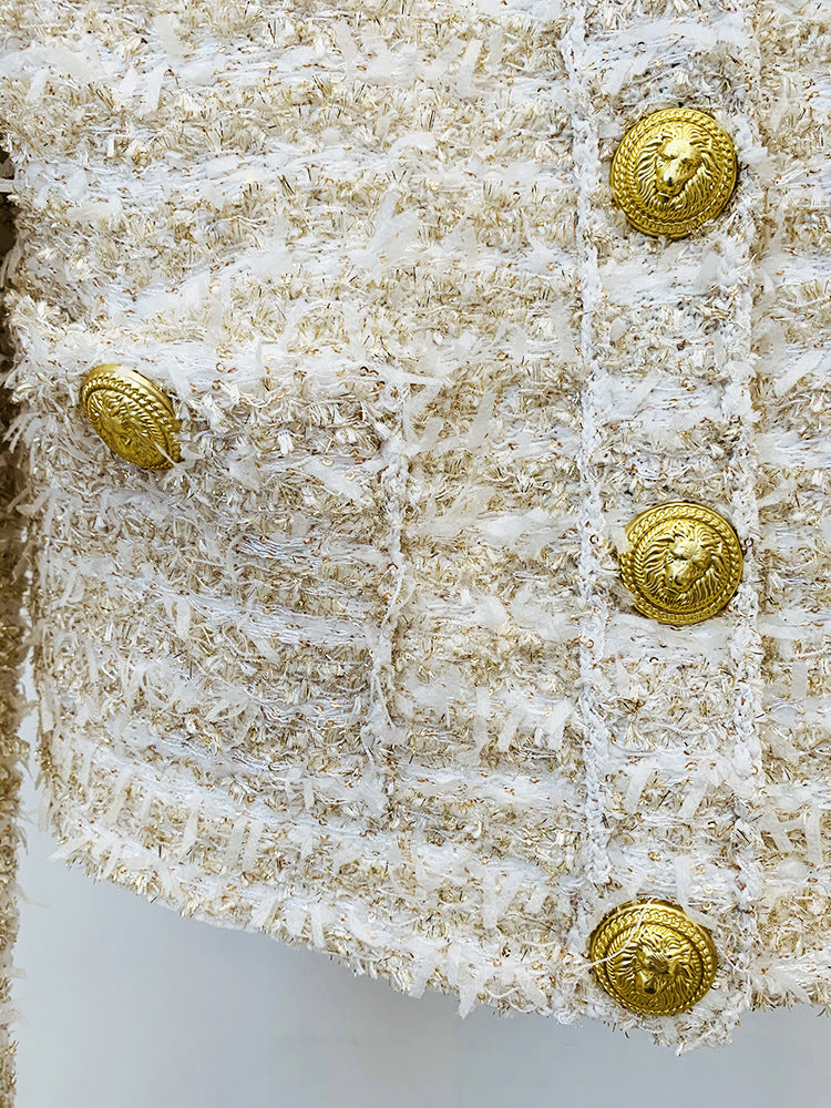 BLAZER CRUZADO DE TWEED DORADO 