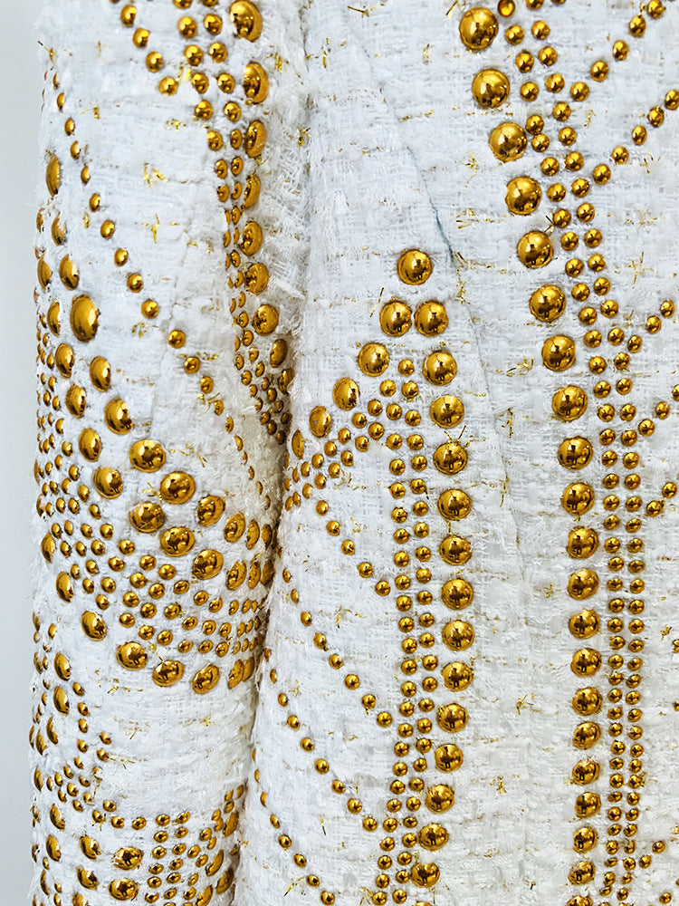 BLAZER DOPPIOPETTO IN TWEED BIANCO CON DECORAZIONI 