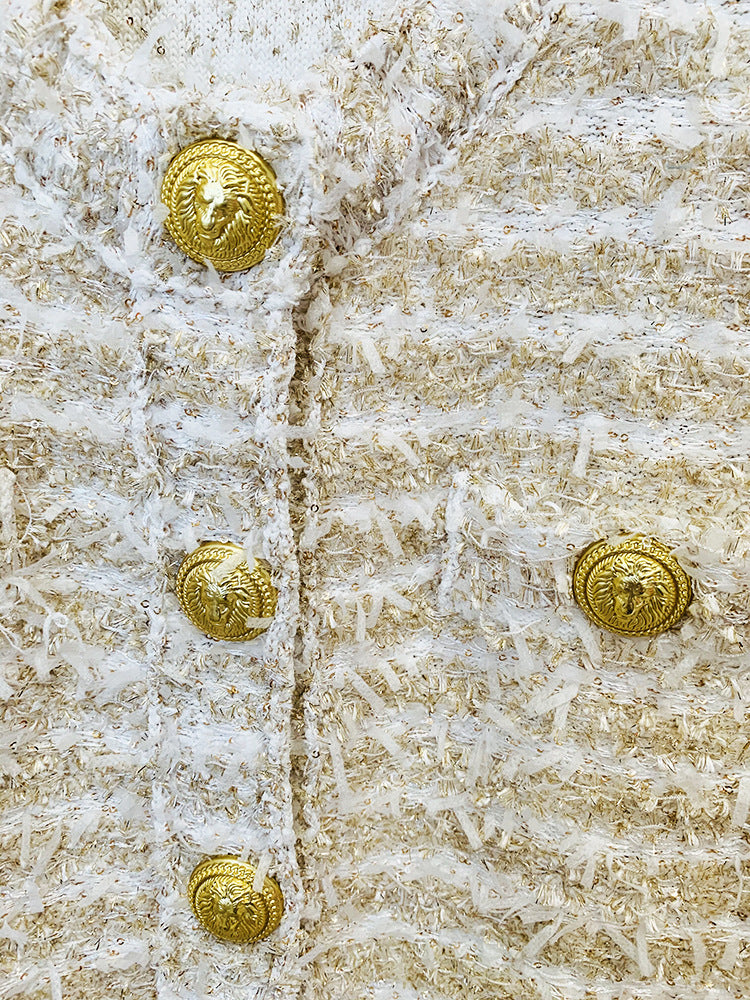 BLAZER CRUZADO DE TWEED DORADO 