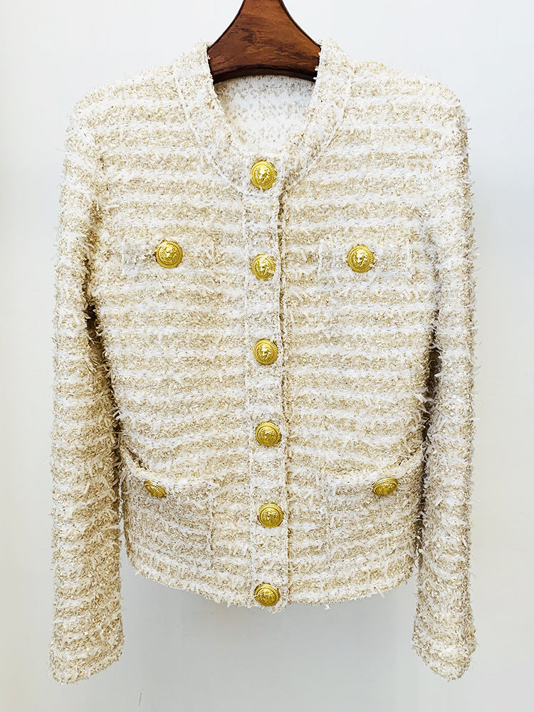 BLAZER CRUZADO DE TWEED DORADO 