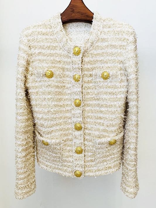 BLAZER DOPPIOPETTO IN TWEED DORATO 
