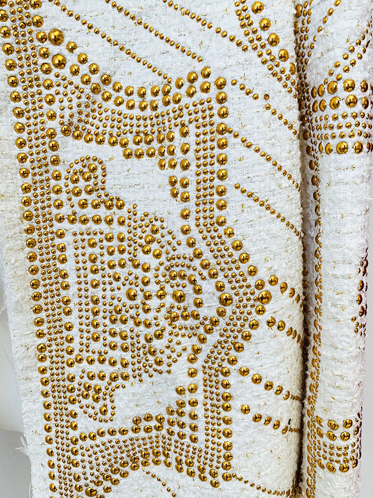 BLAZER DOPPIOPETTO IN TWEED BIANCO CON DECORAZIONI 