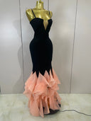 Rosé Noir Ruffle Gown