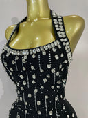 Midnight Crystal Halter Bandage Dress
