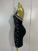 Midnight Crystal Halter Bandage Dress