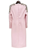 Diamond Beaded Long Sleeve Elegant Dress