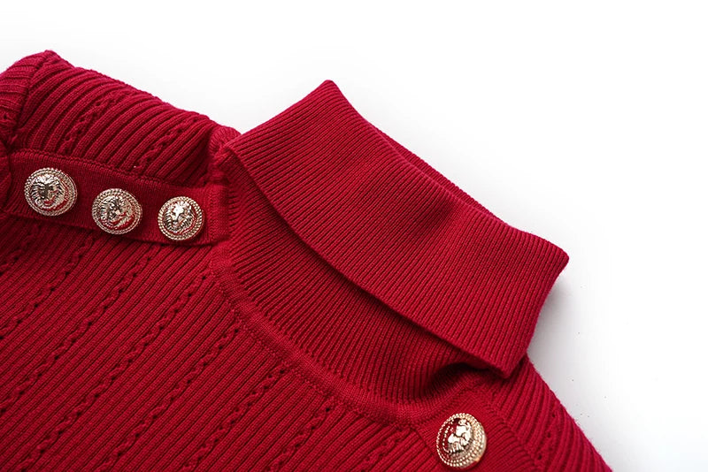 Top Sia in lana a maniche lunghe in rosso