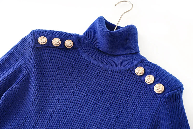Top Sia in lana a maniche lunghe in blu reale