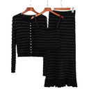 Knitted Lace Rhinestone Top Vest & Camisole with Ruffle Edge Slim Fit Half Skirt Set
