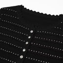 Knitted Lace Rhinestone Top Vest & Camisole with Ruffle Edge Slim Fit Half Skirt Set