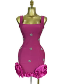 Crystal Ruffle Sleeveless Bodycon Mini Bandage Dress