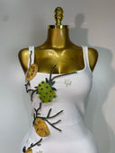 White Citrus Crystal Embellished Bandage Mini Dress