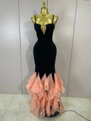 Rosé Noir Ruffle Gown