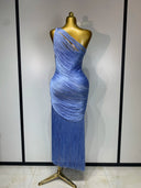 Draped bodice and fringe skirt
