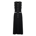 Pearl Edge Knitted Long Sleeve Top & Slim Fit Sleeveless Dress Set