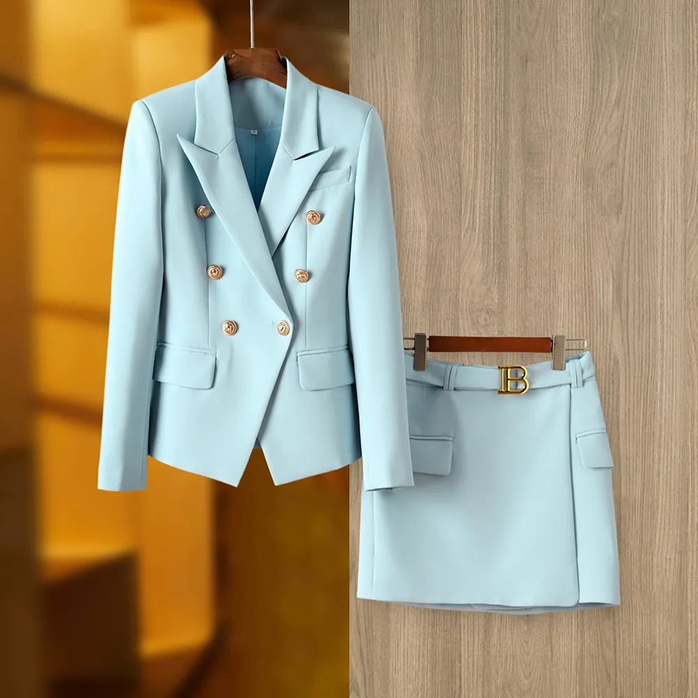 Set gonna due pezzi in azzurro cielo