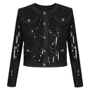 Luxury Sequin Knit Diamond Button Cardigan & Slim Fit Pencil Skirt Set