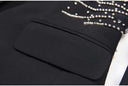 Rhinestone Beaded Knit Blazer Set