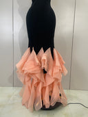 Rosé Noir Ruffle Gown