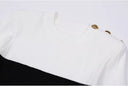 Slim Fit O-Neck Pullover Top with Button Detail
