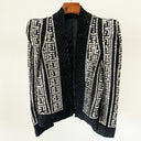 BLAZER DOPPIOPETTO IN TWEED NERO CON DECORAZIONI 