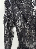 Black Sequin Lace Blazer & Wide-Leg Trouser Set
