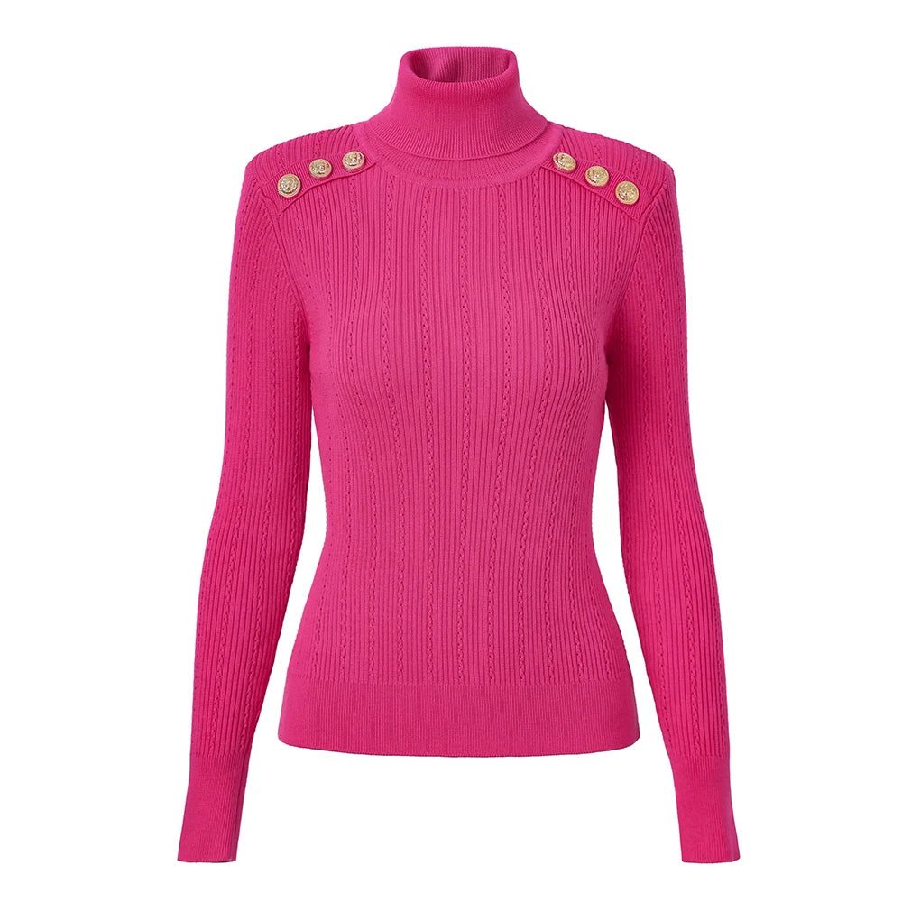 Top Sia in lana a maniche lunghe in fucsia