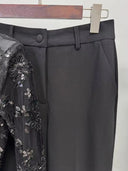 Black Sequin Lace Blazer & Wide-Leg Trouser Set