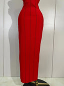 Scarlet Sculpt Beaded Gown