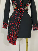 Crystal embellished asymmetric skirt detail
