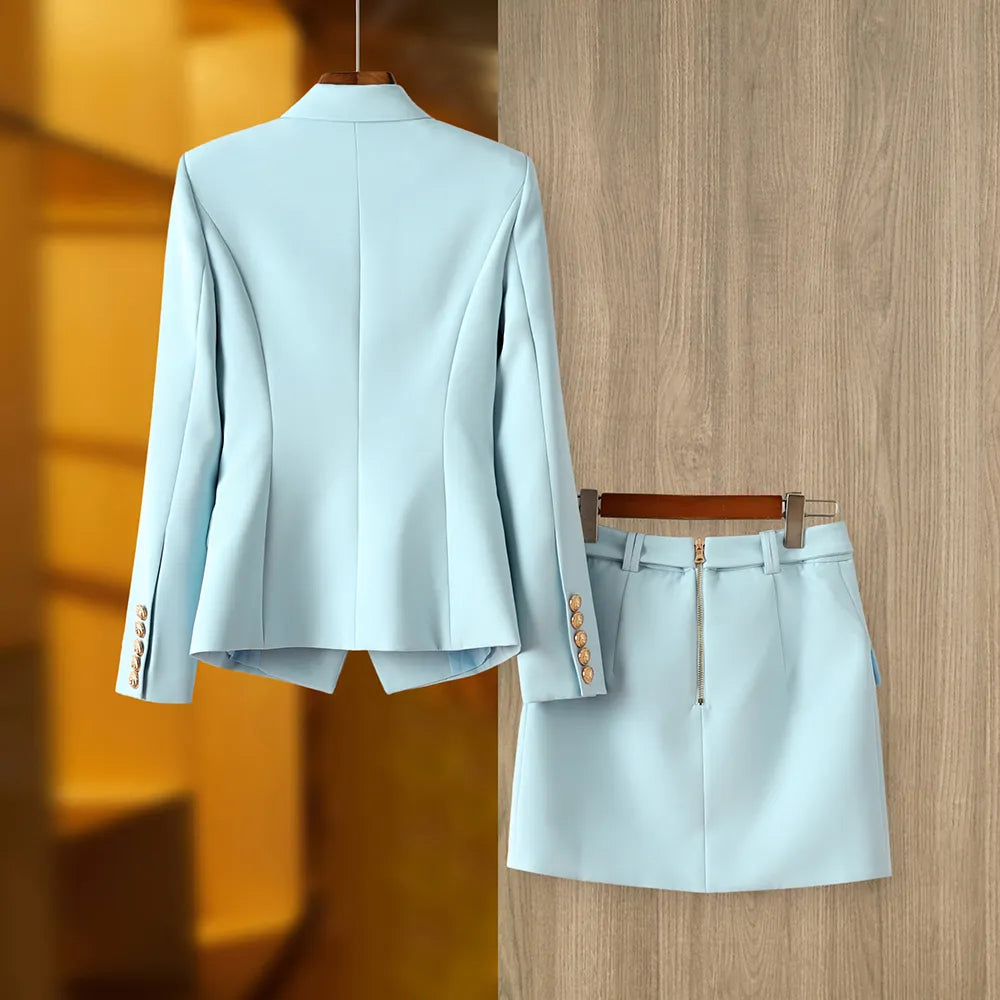 Set gonna due pezzi in azzurro cielo