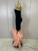 Rosé Noir Ruffle Gown