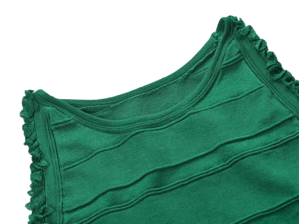 Elegant Knit Hollow Out Ruffle Crop Top and Long Skirt Set