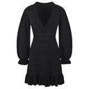 Puff Sleeve Knitted Mini Dress