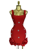 Crystal Ruffle Sleeveless Bodycon Mini Bandage Dress