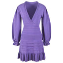 Puff Sleeve Knitted Mini Dress