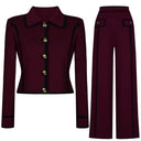 Colorblock Knit Turn-Down Collar Vest and Pants Set