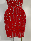 Ruby Crystal Halter Bandage Dress